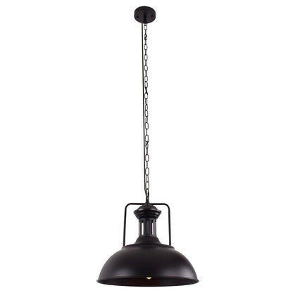 Industrial Black Pendant Light for Kitchen Island – Adjustable Dome Pendant Lighting with Rustic Metal Finish-5