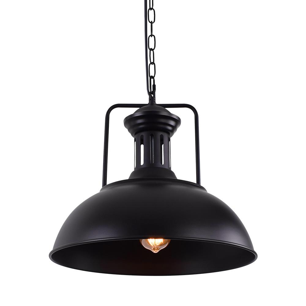 Industrial Black Pendant Light for Kitchen Island – Adjustable Dome Pendant Lighting with Rustic Metal Finish-3