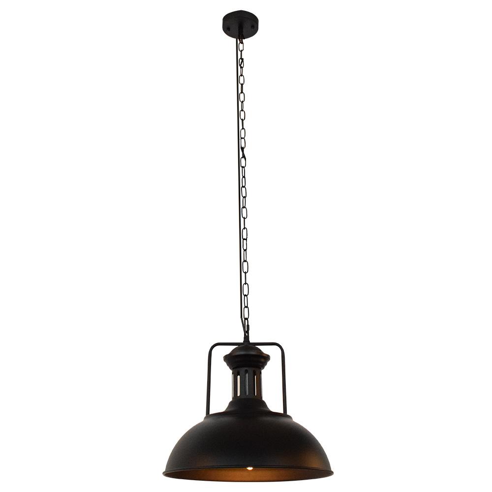 Industrial Black Pendant Light for Kitchen Island – Adjustable Dome Pendant Lighting with Rustic Metal Finish-6