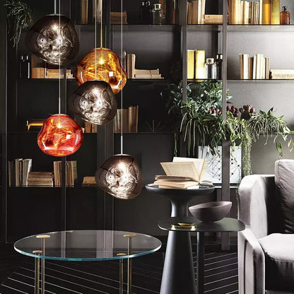 VESARO – Artistic Melted Glass Pendant Light for a Luxe Interior