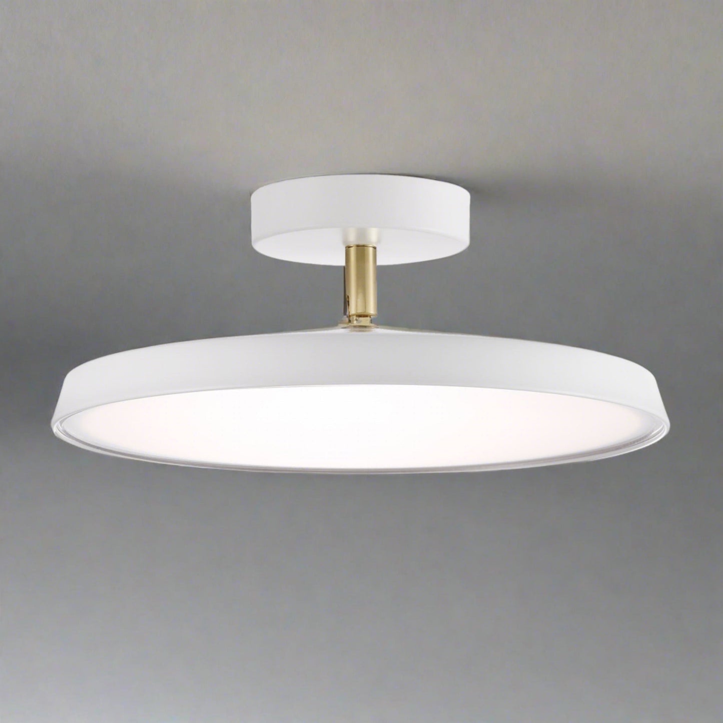 NOVÉO – Minimalist White LED Semi-Flush Ceiling Light