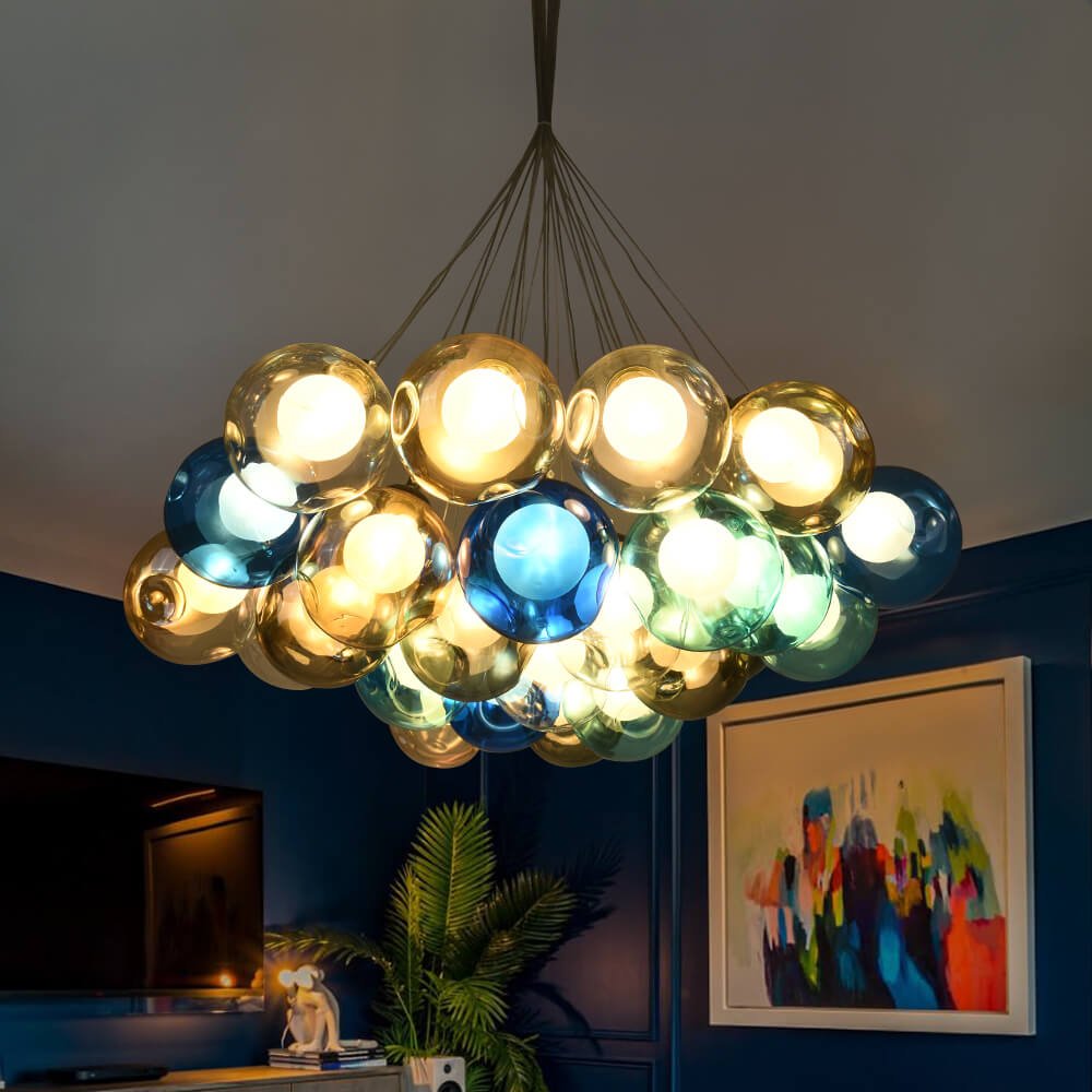 Variant image for Multi-Color Glass Pendant Light – Adjustable Height Kitchen Pendant Lighting Fixture for Dining Room and Living Space-5