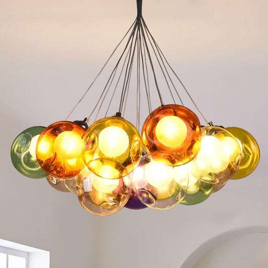 Multi-Color Glass Pendant Light – Adjustable Height Kitchen Pendant Lighting Fixture for Dining Room and Living Space-1