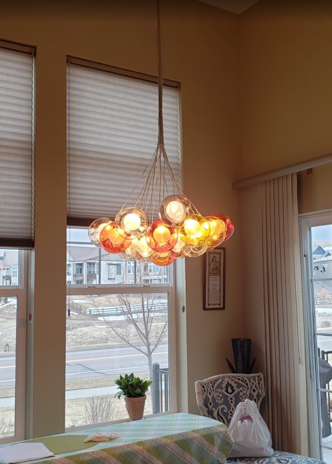 Multi-Color Glass Pendant Light – Adjustable Height Kitchen Pendant Lighting Fixture for Dining Room and Living Space-5