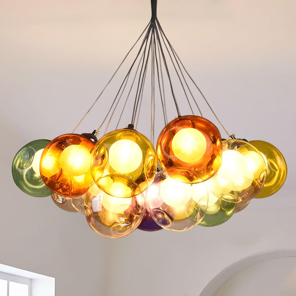Multi-Color Glass Pendant Light – Adjustable Height Kitchen Pendant Lighting Fixture for Dining Room and Living Space-2