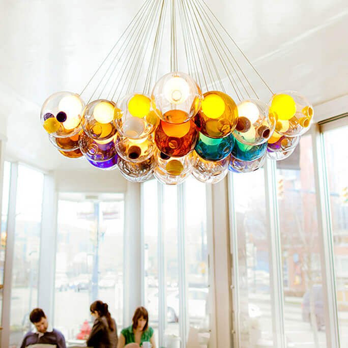 Multi-Color Glass Pendant Light – Adjustable Height Kitchen Pendant Lighting Fixture for Dining Room and Living Space-6