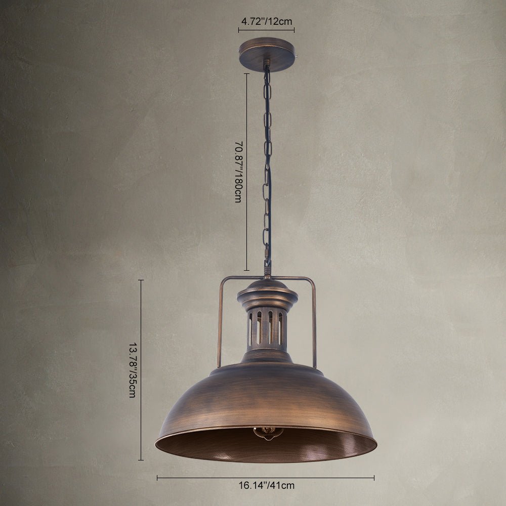 Rustic Industrial Pendant Light for Kitchen Island Lighting – Adjustable Chain, Metal Dome Shade, E26 Socket-4