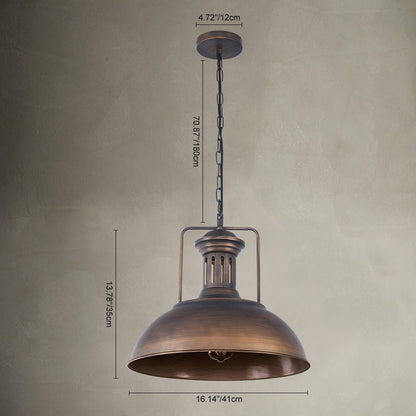 Rustic Industrial Pendant Light for Kitchen Island Lighting – Adjustable Chain, Metal Dome Shade, E26 Socket-4