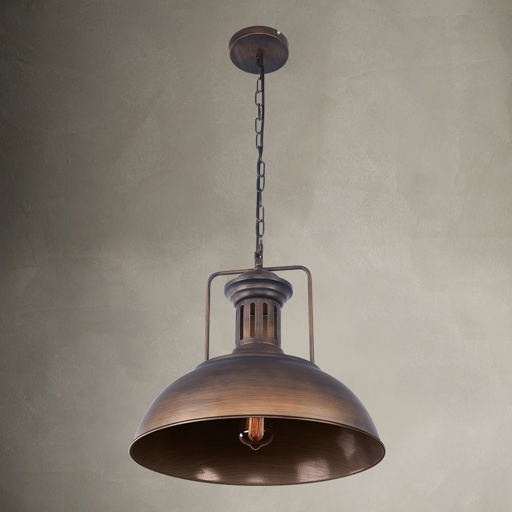 Rustic Industrial Pendant Light for Kitchen Island Lighting – Adjustable Chain, Metal Dome Shade, E26 Socket-5