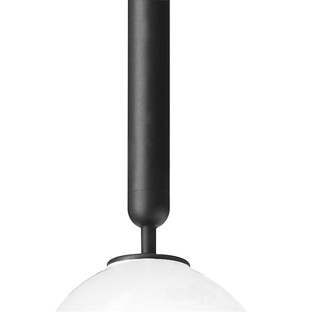 Mid-Century Modern Mini Opal Globe Pendant Light – Black and Brass, Adjustable Height Kitchen Pendant Lighting-5