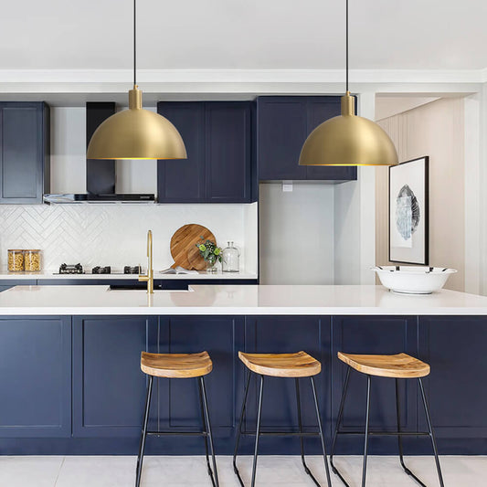 Modern Brass Dome Pendant Light – Adjustable Hanging Light for Kitchen Island and Dining Area, 1-Light E27 Socket-1