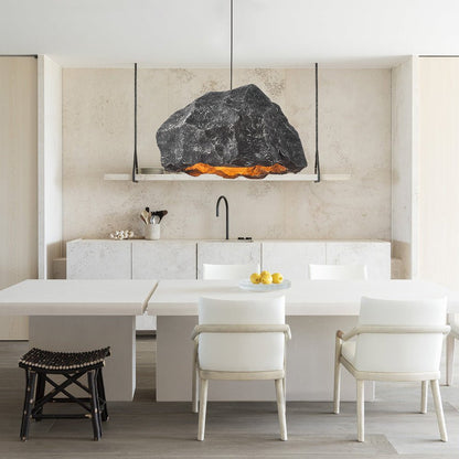 Variant image for Nordic Stone Rock Pendant Light – Minimalist Black Hanging Light with Adjustable Cable for Kitchen and Home Décor-2