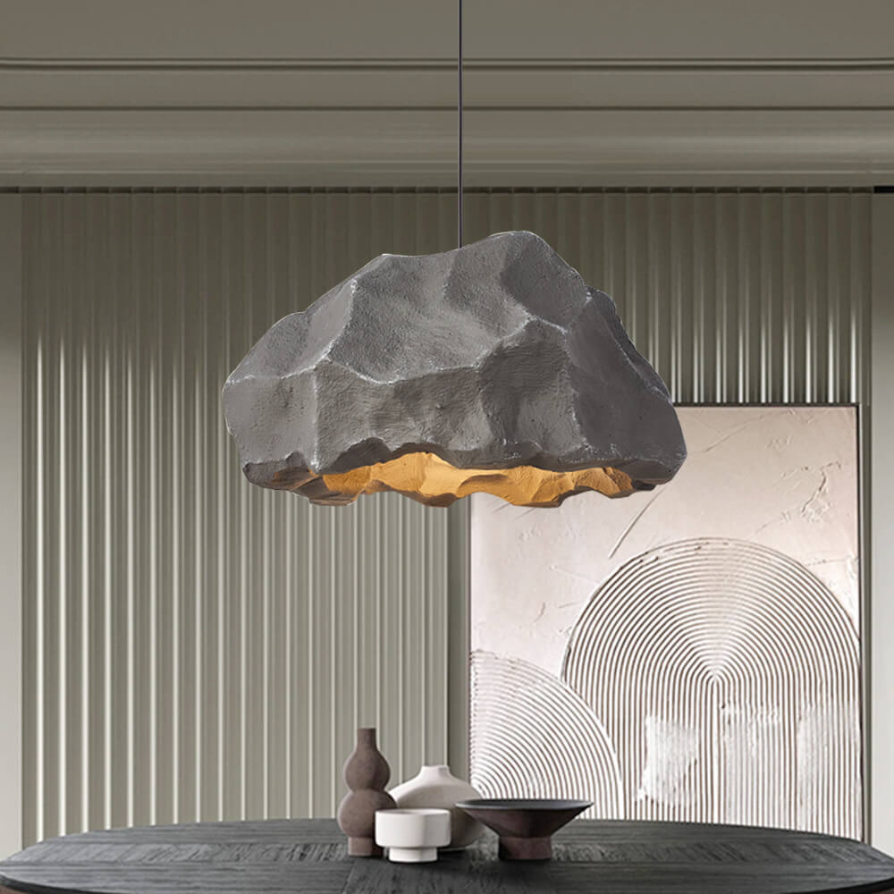 Variant image for Nordic Stone Rock Pendant Light – Minimalist Black Hanging Light with Adjustable Cable for Kitchen and Home Décor-1