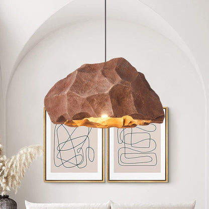 Nordic Stone Rock Pendant Light – Minimalist Black Hanging Light with Adjustable Cable for Kitchen and Home Décor-5