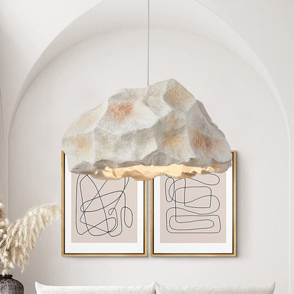 Nordic Stone Rock Pendant Light – Minimalist Black Hanging Light with Adjustable Cable for Kitchen and Home Décor-6