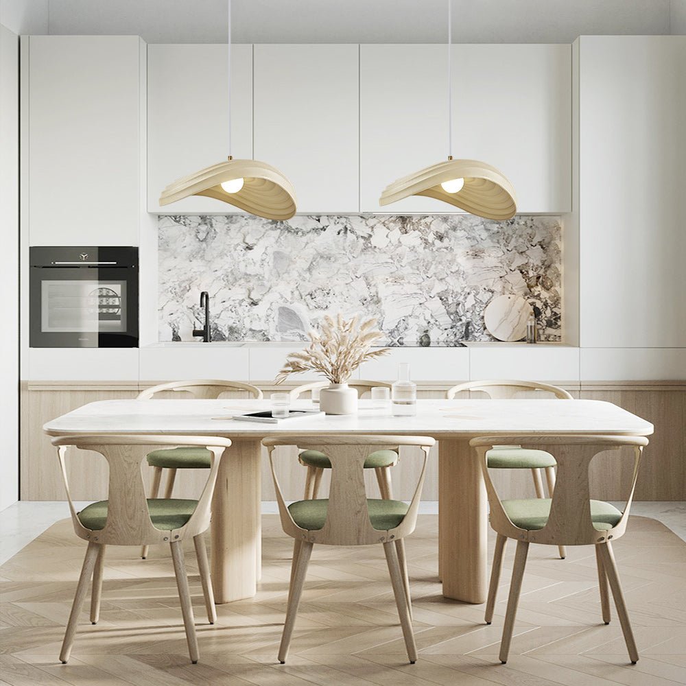 Unique Curved Pendant Light – Layered Design for Kitchen Pendant Lighting, Adjustable Height, Metal and Resin, Modern Aesthetic-5