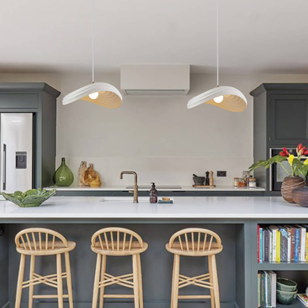 Variant image for Unique Curved Pendant Light – Layered Design for Kitchen Pendant Lighting, Adjustable Height, Metal and Resin, Modern Aesthetic-3