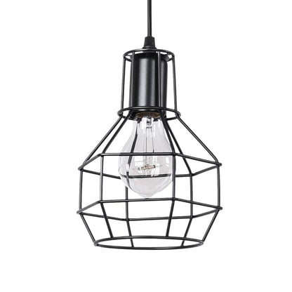 Black Geometric Pendant Light – Adjustable Height Kitchen Island Lighting with Metal Cage Design-5