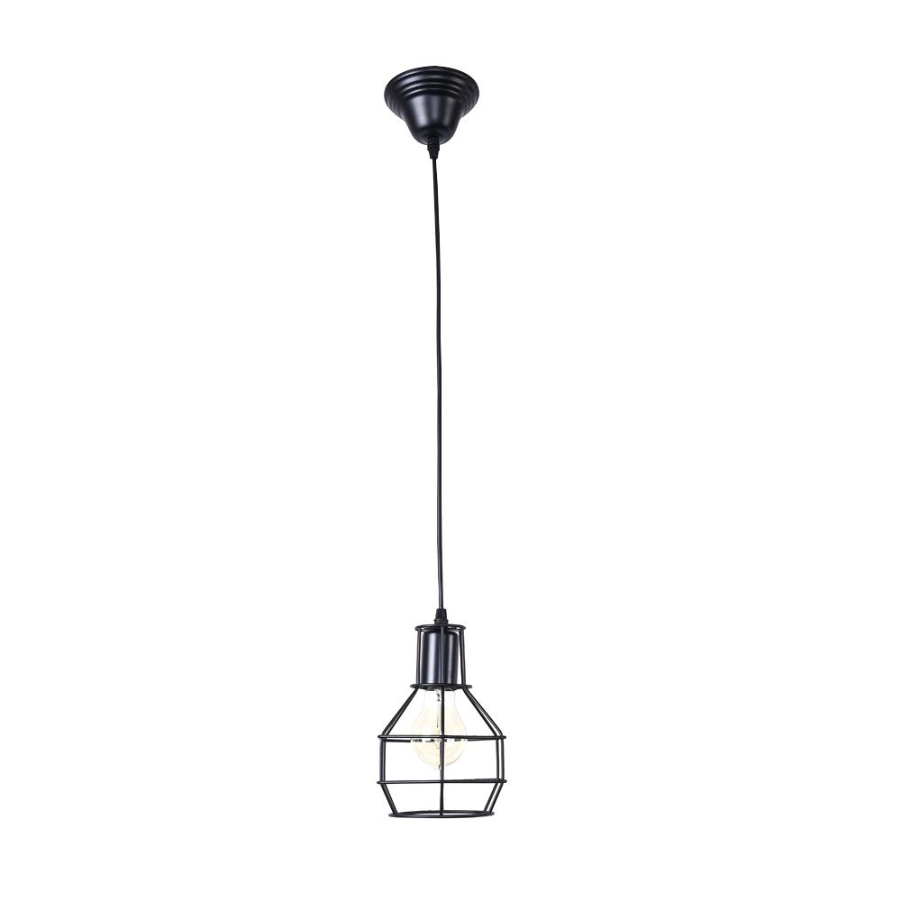 Black Geometric Pendant Light – Adjustable Height Kitchen Island Lighting with Metal Cage Design-4