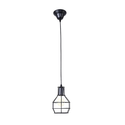 Black Geometric Pendant Light – Adjustable Height Kitchen Island Lighting with Metal Cage Design-4